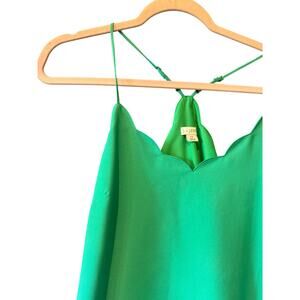 J.Crew | Green Scalloped Adjustable Strap Cami Top | Size 10